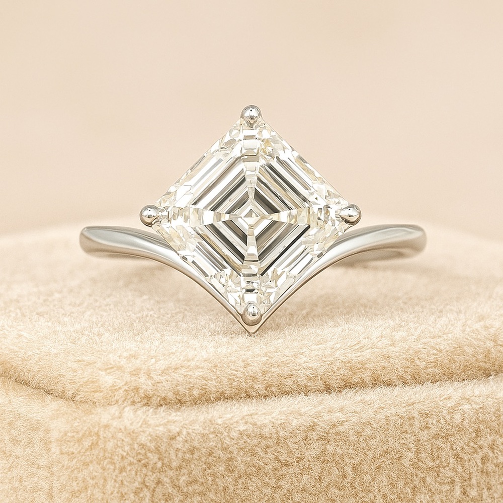 Platinum 3ct Asscher Chevron Ring
